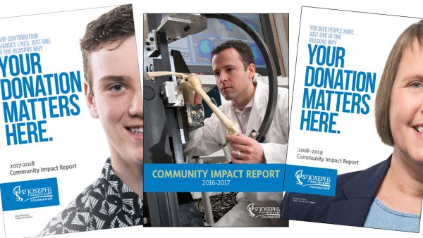 cover photos of three previous Community Impact Reports