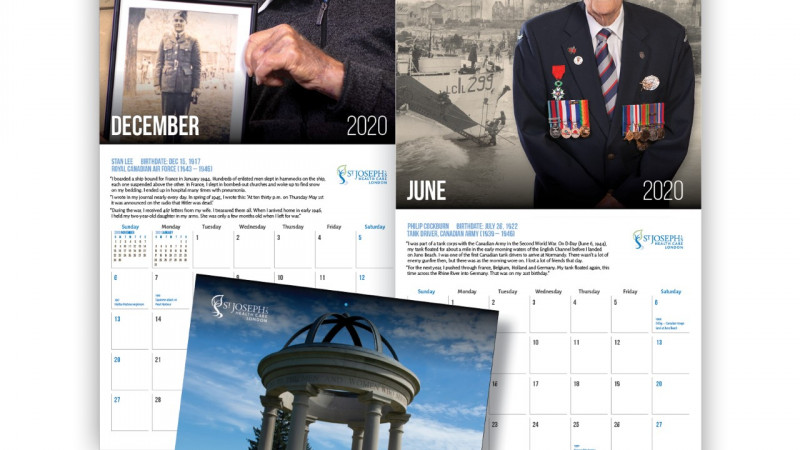 A collection of images showing off the Veterans 2020 calendar