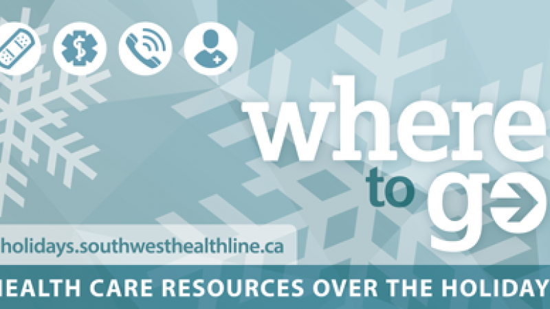 Graphic advertising health services information over the holidays.