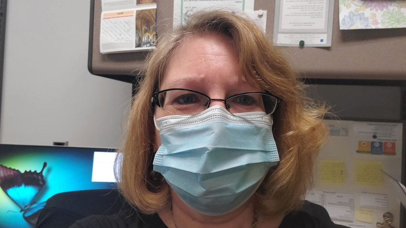 Cindy Brodie wearing a mask