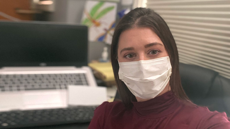 Amanda Jackman wearing a mask