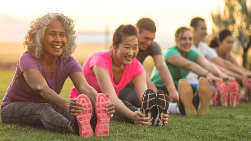 group exercise class outside