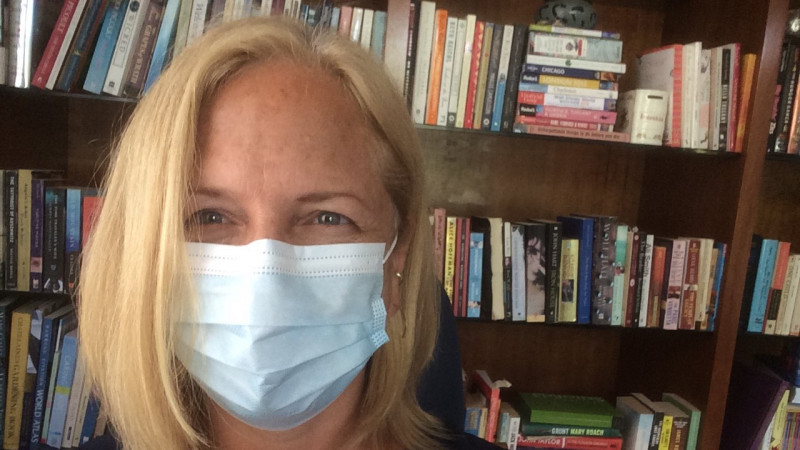 Marilyn Hill wearing surgical mask