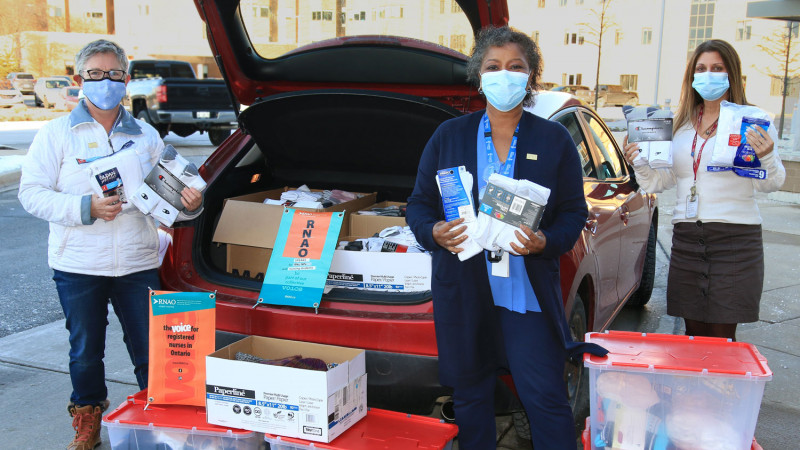 staff donating socks