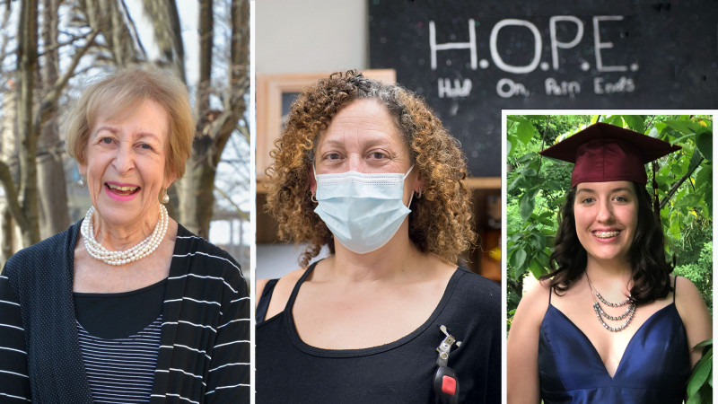 portraits of three women: Dr. Sandra Fisman, Trish Travis and Alexis