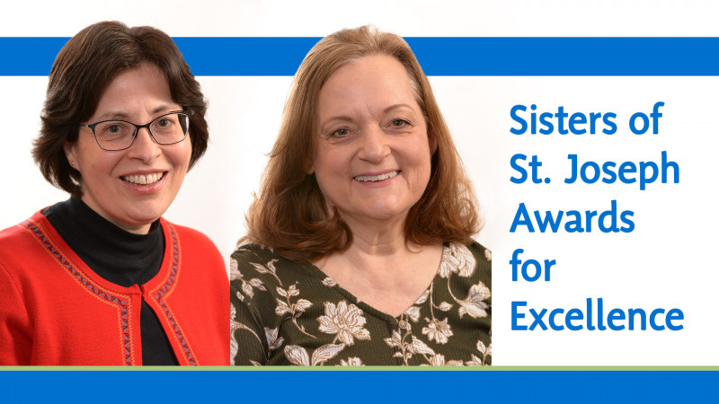 portraits of Janet Donais and Cheryl Kaufman, winners of the 2021 Sisters of St. Joseph Awards