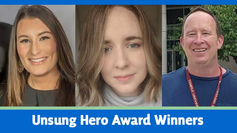 portraits of Lindsay Culford, Courtney Moore and Clark Heard