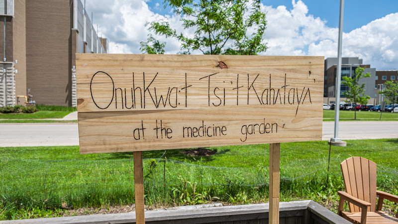 indigenous garden sign "at the medicine garden"