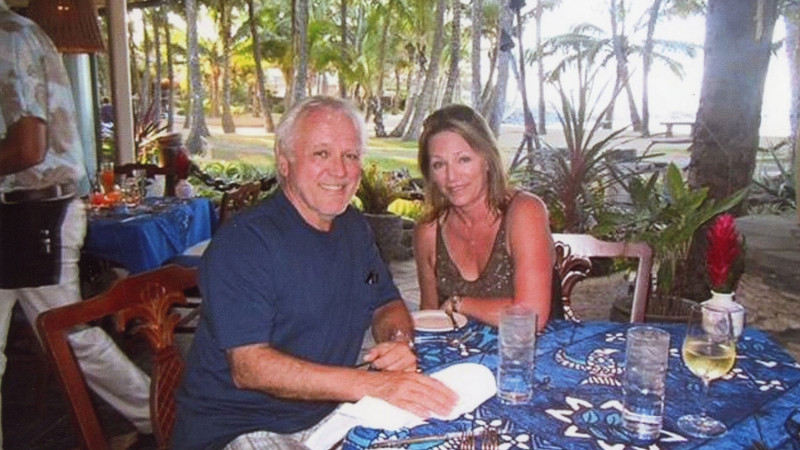 Rodney and Caroline Hancock at a restaurant in Hawaii