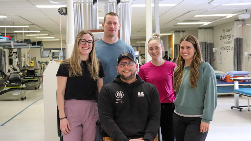 Chris Smith and a team of physiotherapists in the rehab gym