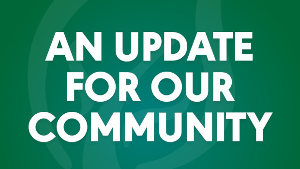 Graphic stating "An update for our community"