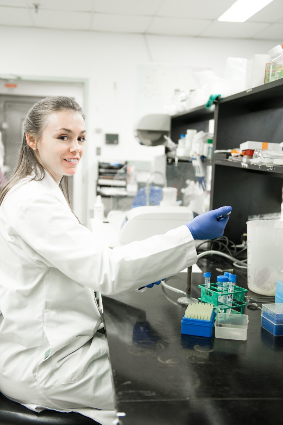 A Lawson researcher works in the lab.