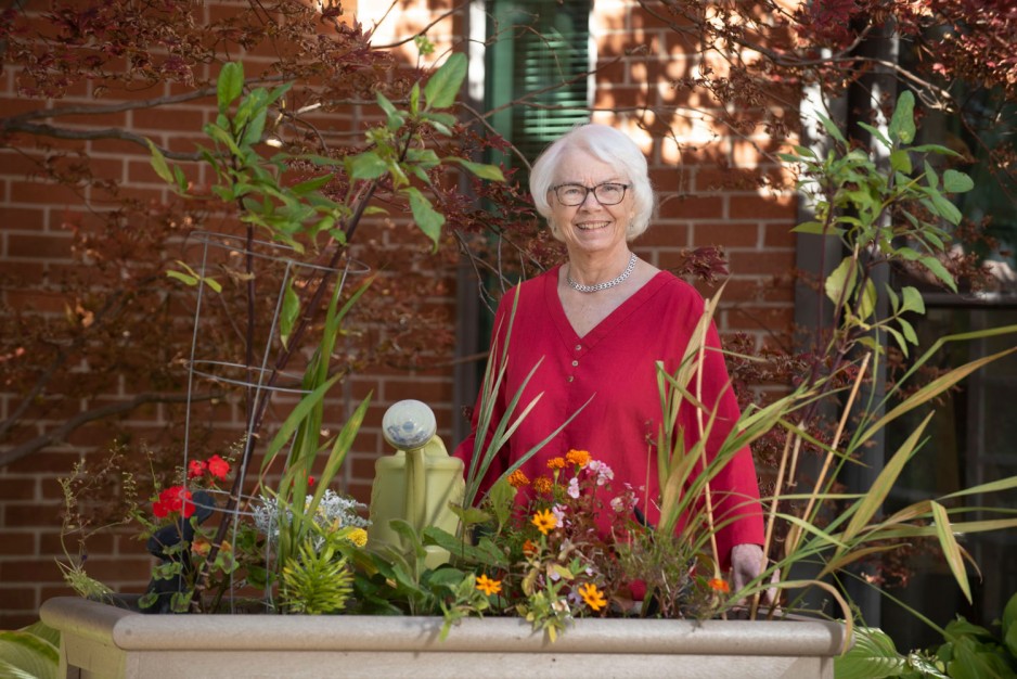 Anne Downs in the garden