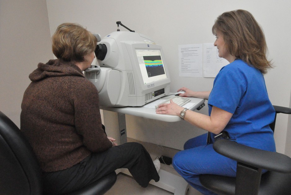 A patient undergoes an eye exam in the Ivey Eye Clinic.