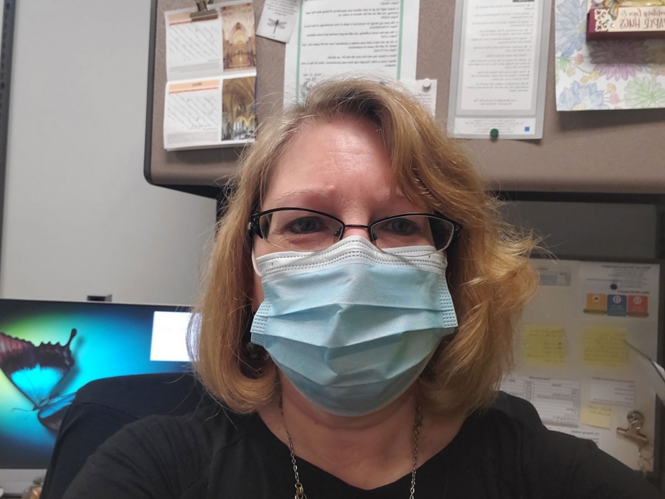 Cindy Brodie wearing a mask