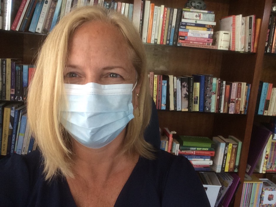 Marilyn Hill wearing surgical mask