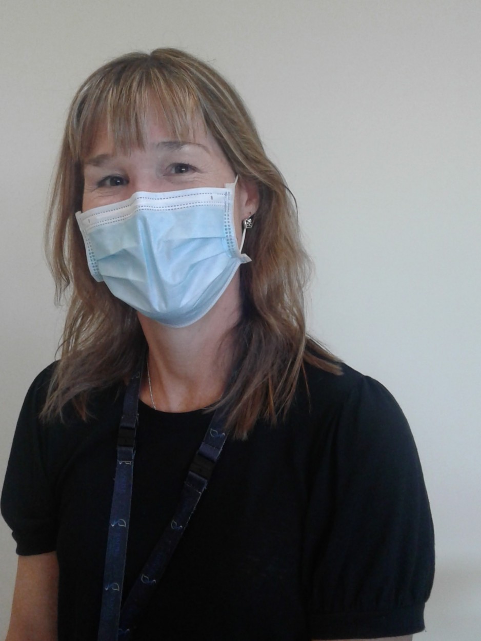 Sarah Trenker wearing a mask