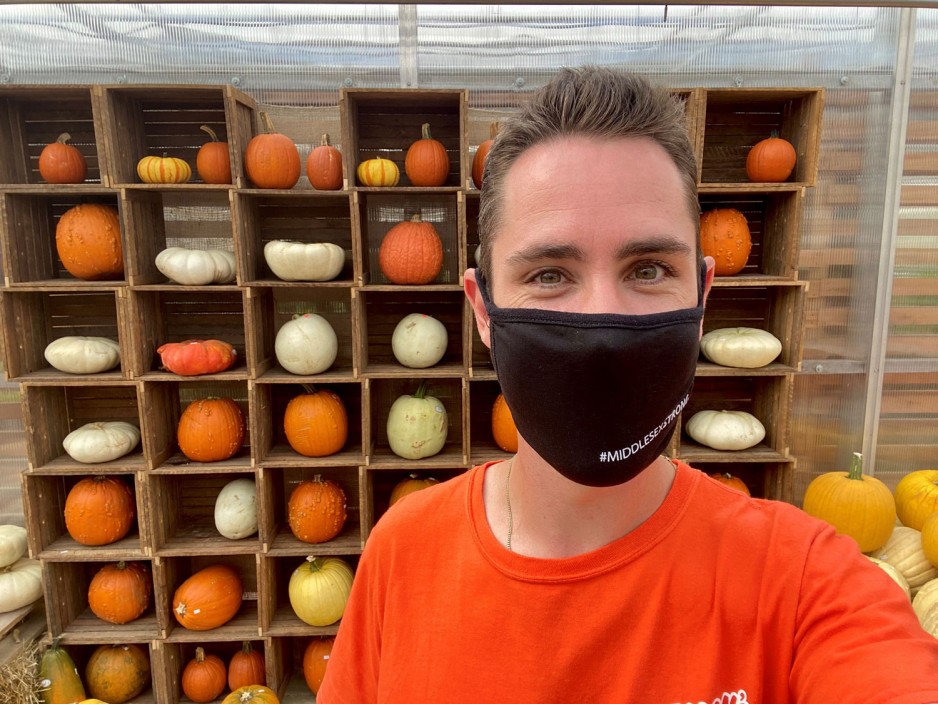 Will Heeman behind the mask with pumpkins