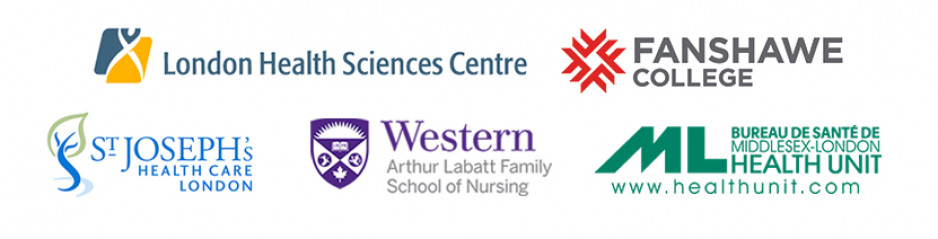 logos of London Health Sciences Centre, Fanshawe College, St. Joseph's Health Care London, Western University and Middlesex London Health Unit