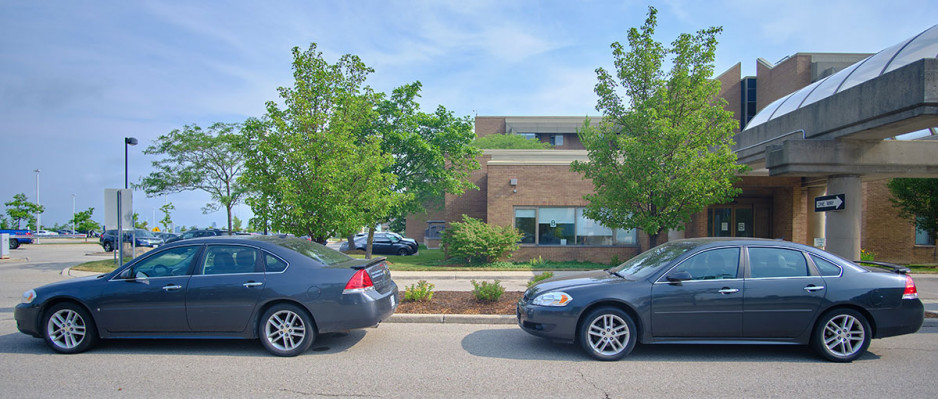 2 cars parked at Parkwood Institute