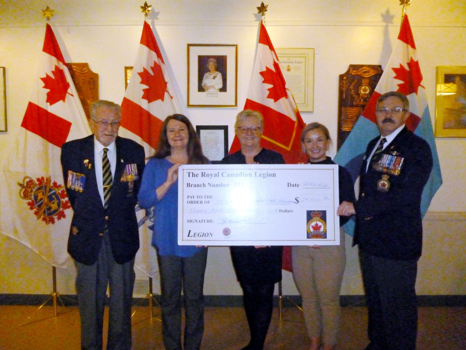 five people hold up a big cheque