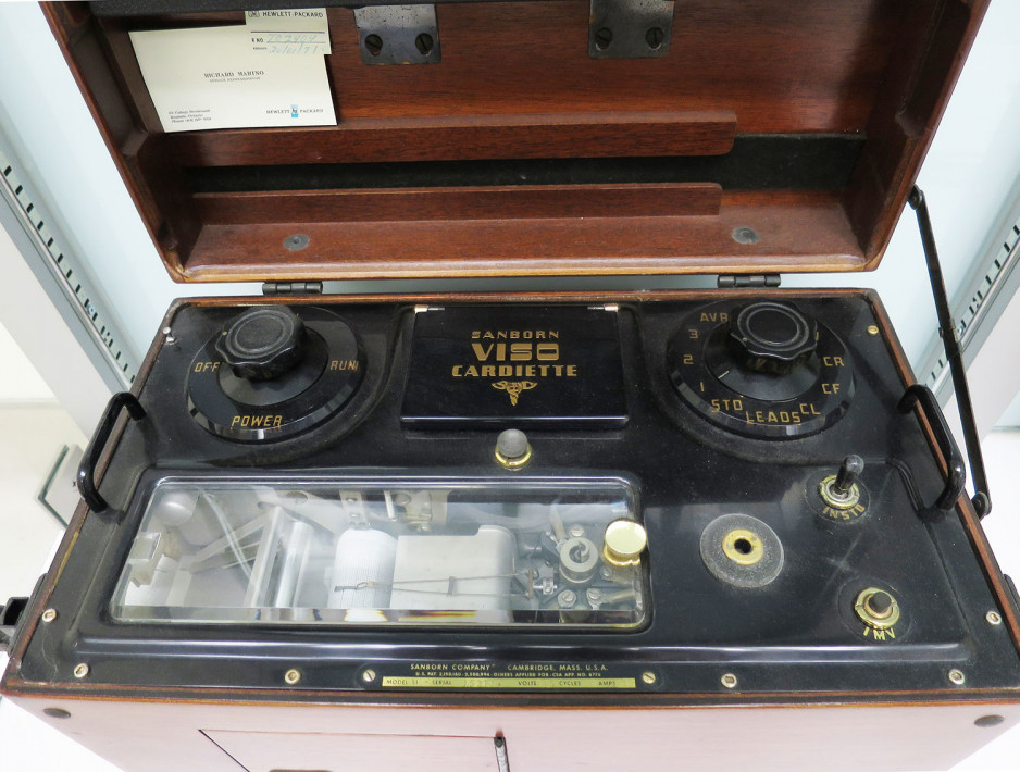 a top view of a vintage ECG machine