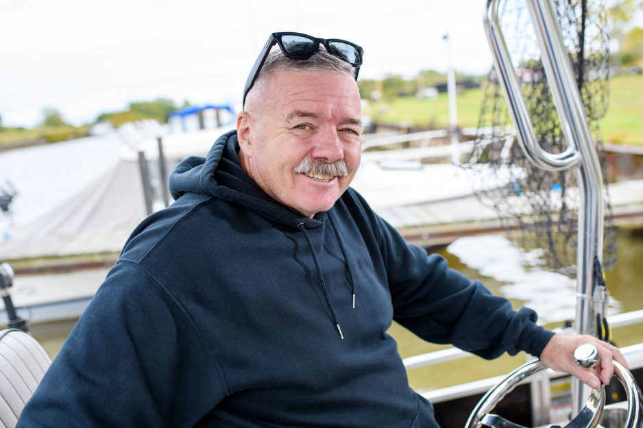 Dan fisherman and veteran on boat