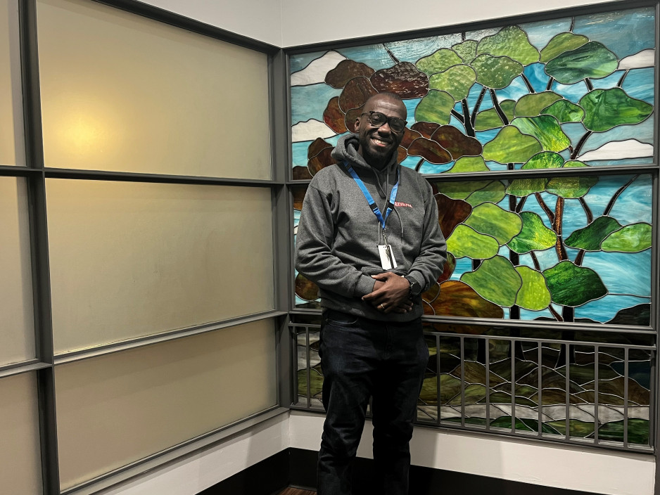 SPE student Kwaku in the multi-faith room at Mount Hope