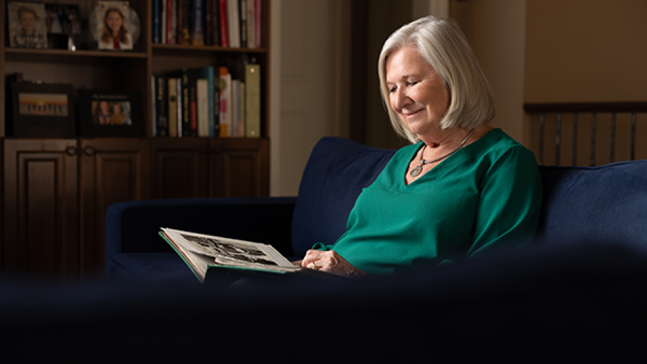 Lynne Cram reading a book