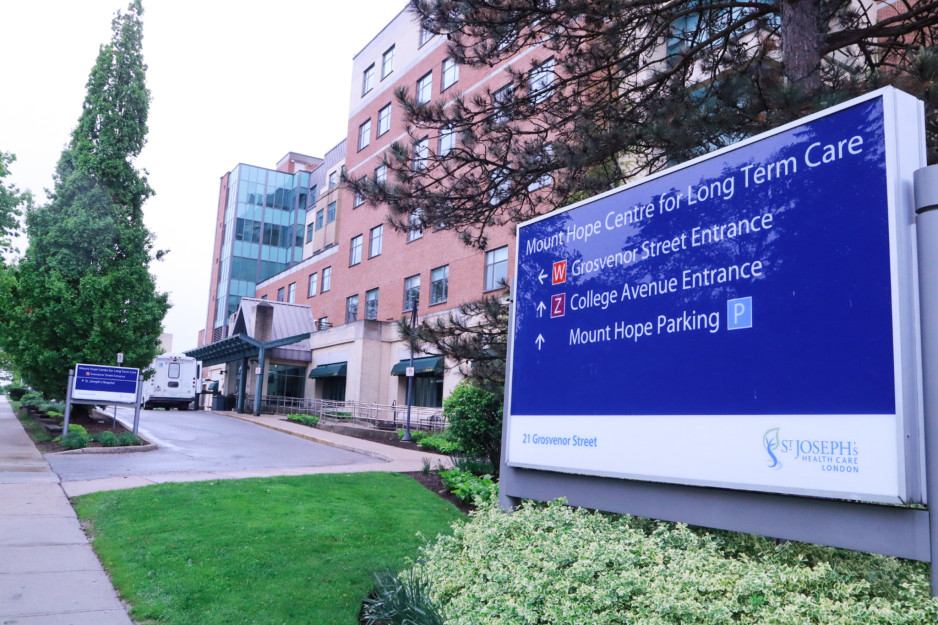 Sign in front of building