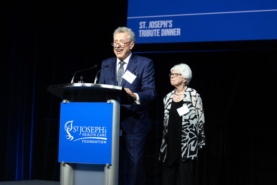 Bill and Ann Fleming take the podium to speak at Tribute Dinner