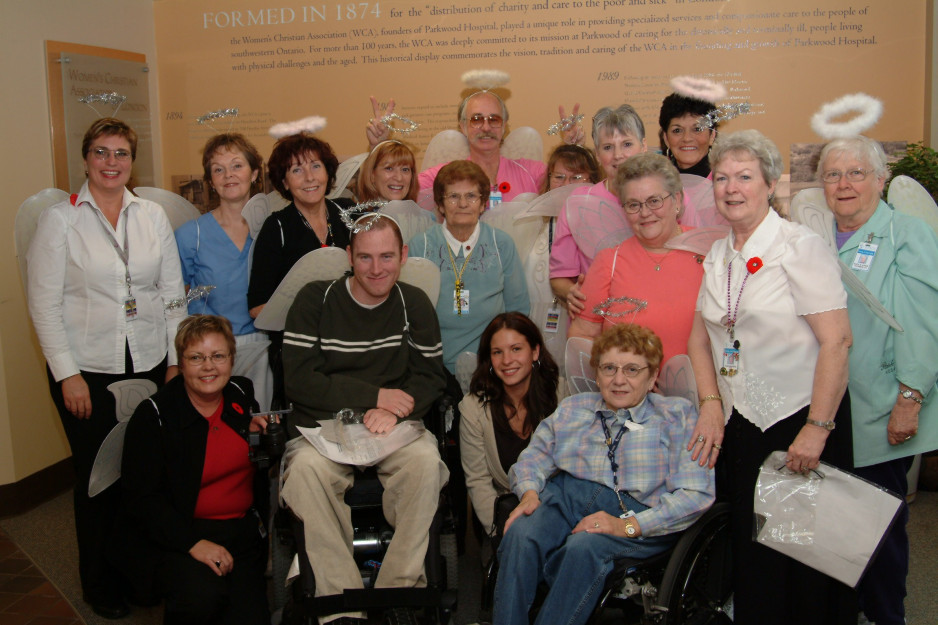 Group of patient and staff wearing Angel costumes