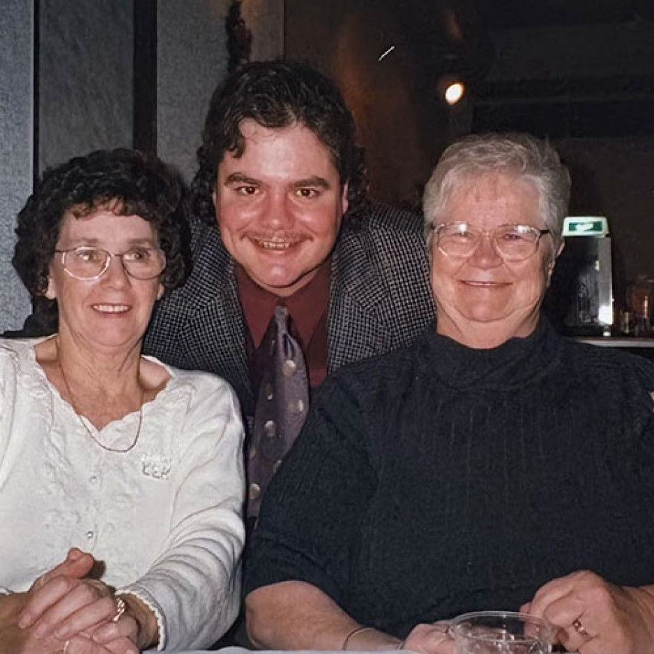 Jamie Hackland with his family long time ago