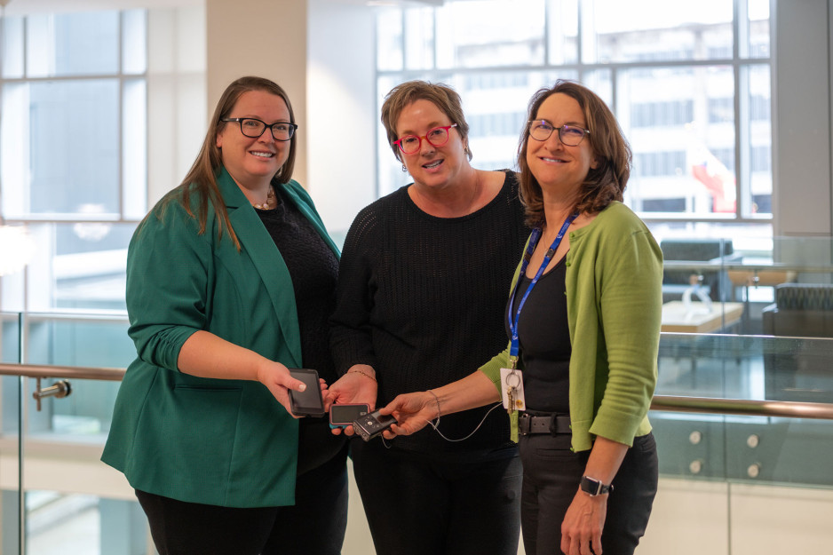 staff members Barbara Weryk, Marsha Driscoll and Mary Biro