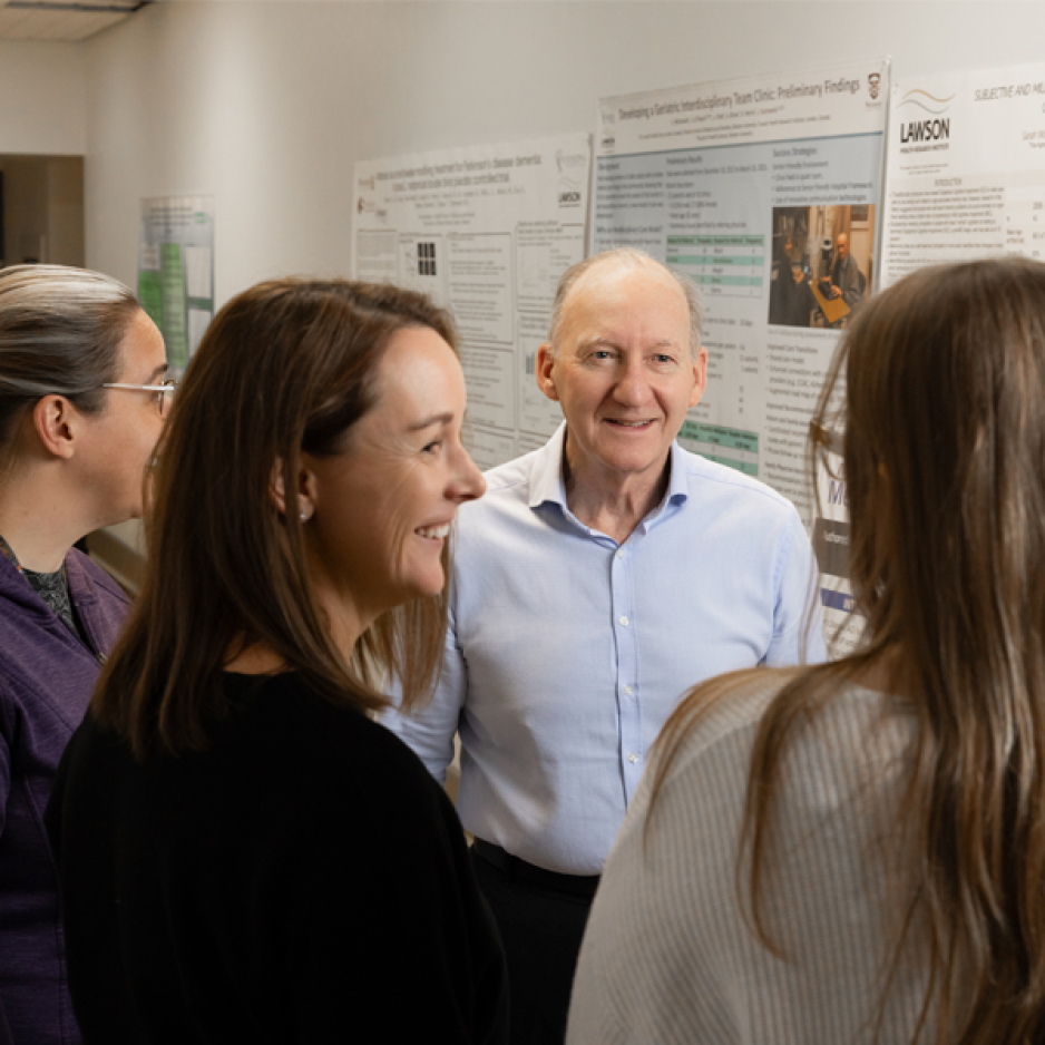 Research coordinators Rebeccas Shostak, Elysa Lamprea, Dr. Michael Borrie and Kailey Fischer