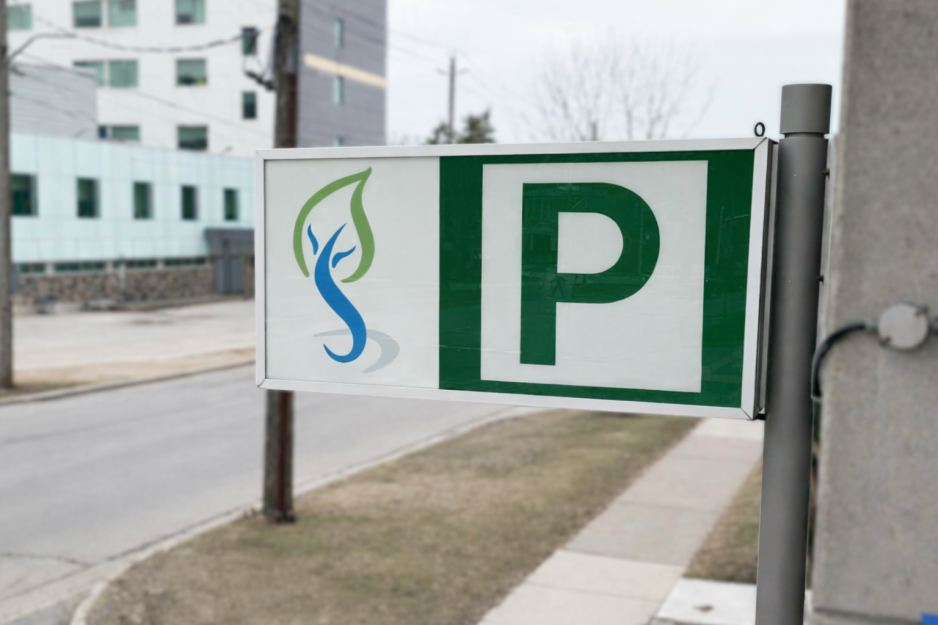parking sign outside St. Joseph's parking garage
