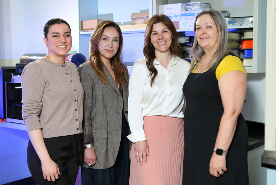From left: Marjan Saeedi, PhD candidate, Maryam Farzad, PhD, postdoctoral student and co- principal investigator;   Katrina Munro, research co-ordinator;  Joy MacDermid, PhD, principal investigator.