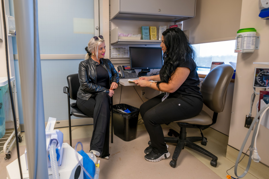 Nurse chatting with patient