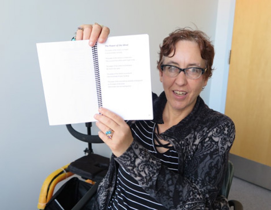 Melissa holding book