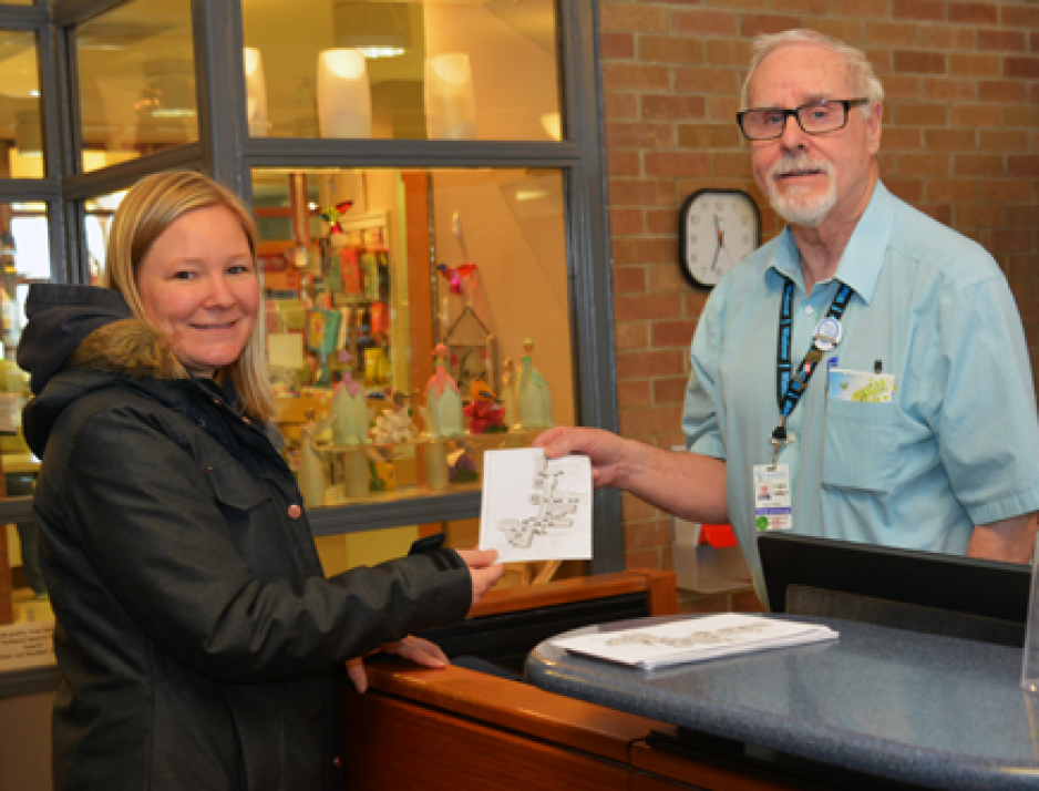 Cy helping people find their way at Parkwood Institute