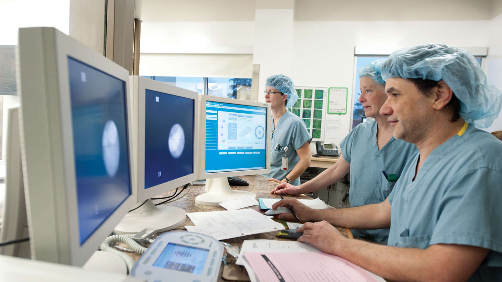 health care workers in scrubs