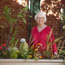 Anne Downs in the garden