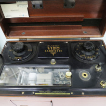 a top view of a vintage ECG machine