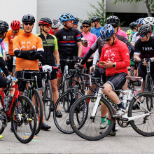 cyclists getting ready to ride