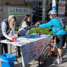 cyclist at registration table before race