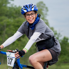 woman riding her bike