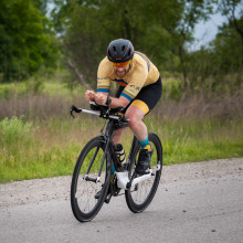 cyclist moving at full speed