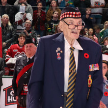 Corporal George Herbert Beardshaw on the ice wearing his military uniform