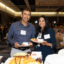 husband and wife at the breakfast buffet