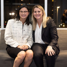 Maggie Mac Neil and Hayley Wickenheiser sitting down together